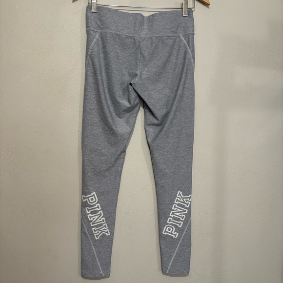 PINK Victoria's Secret Pants - Victoria's Secret PINK Leggings Size Small Yoga Pants Gray White Logo Spellout